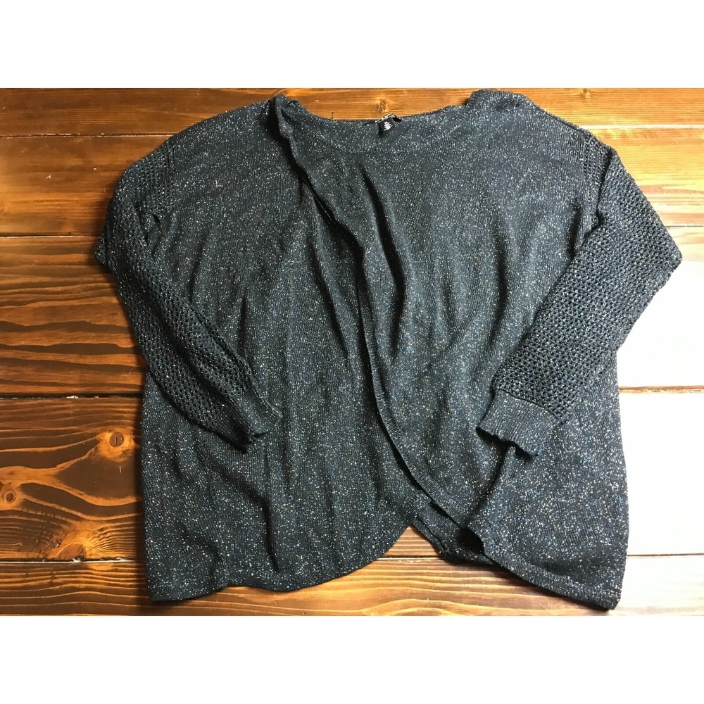 Nine West Sweater, Women's Xl, Black Multicolor Metallic Crisse-Cross Front Back